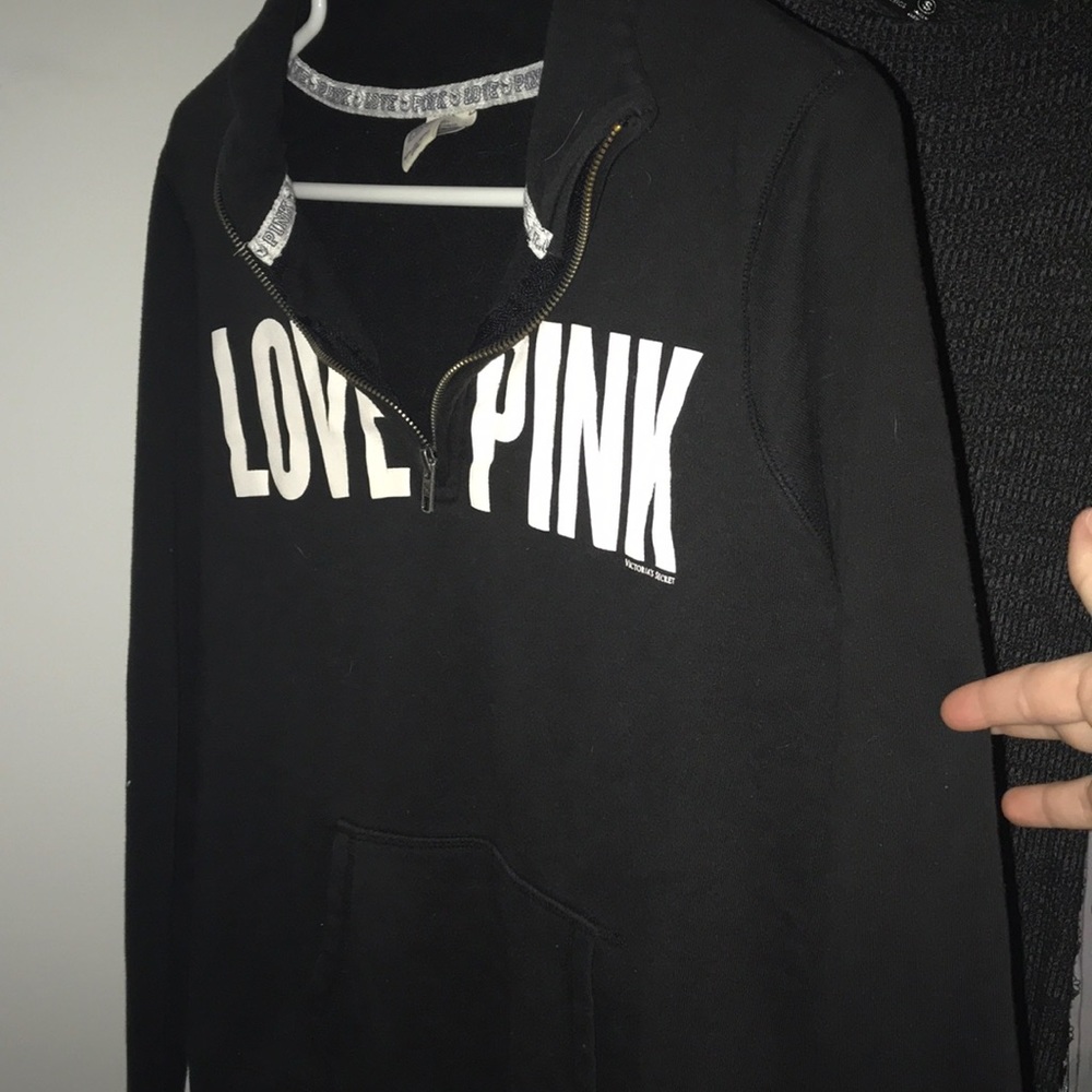 PINK black quarter zip sweatshirt